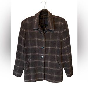 Isda & Co Plaid Wool Teddy Jacket Size L Oversized Cozy Fall Winter Coat